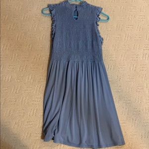 asos blue smocked ruffle sleeve dress